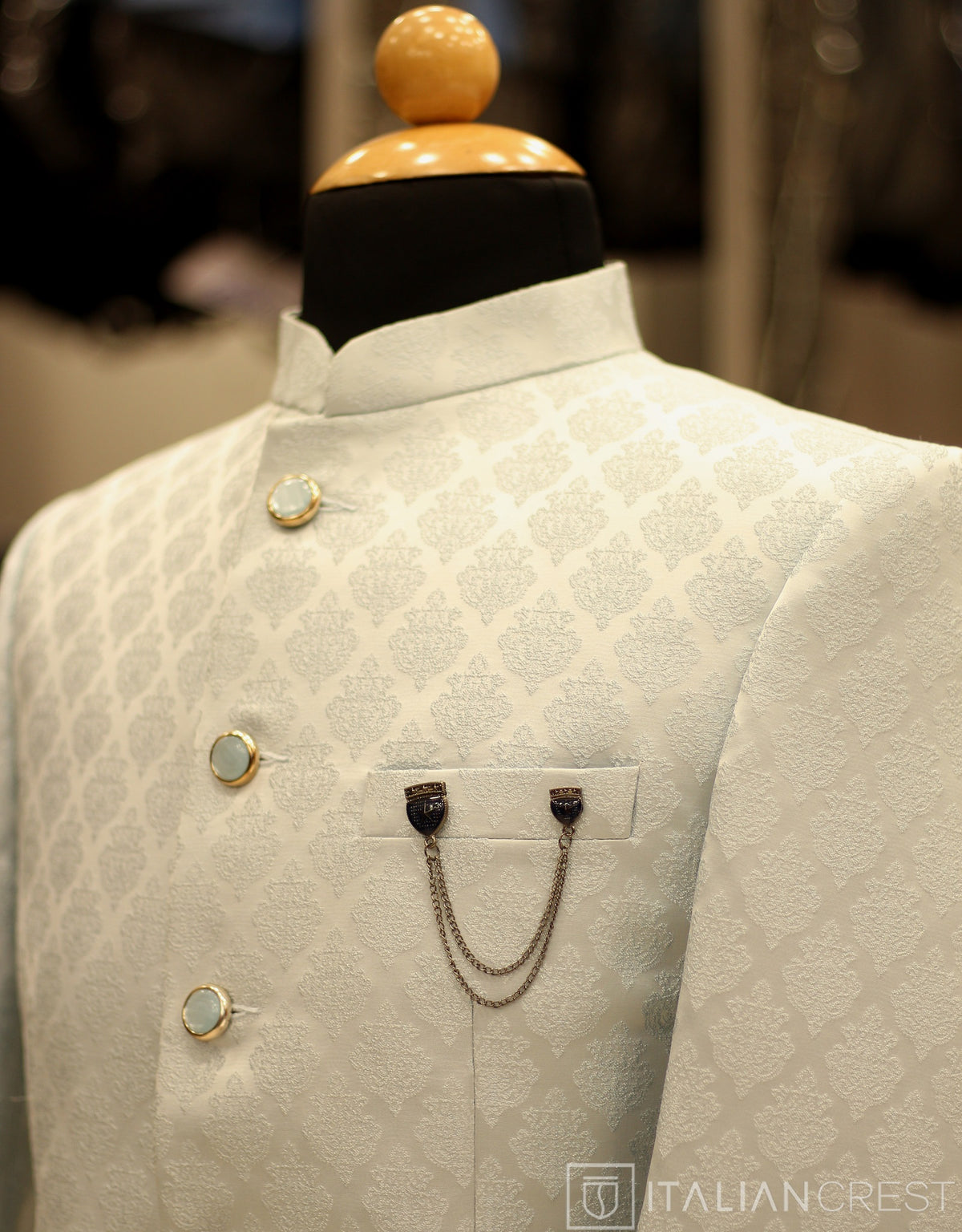 Light Blue Jacquard Jodhpuri Suit