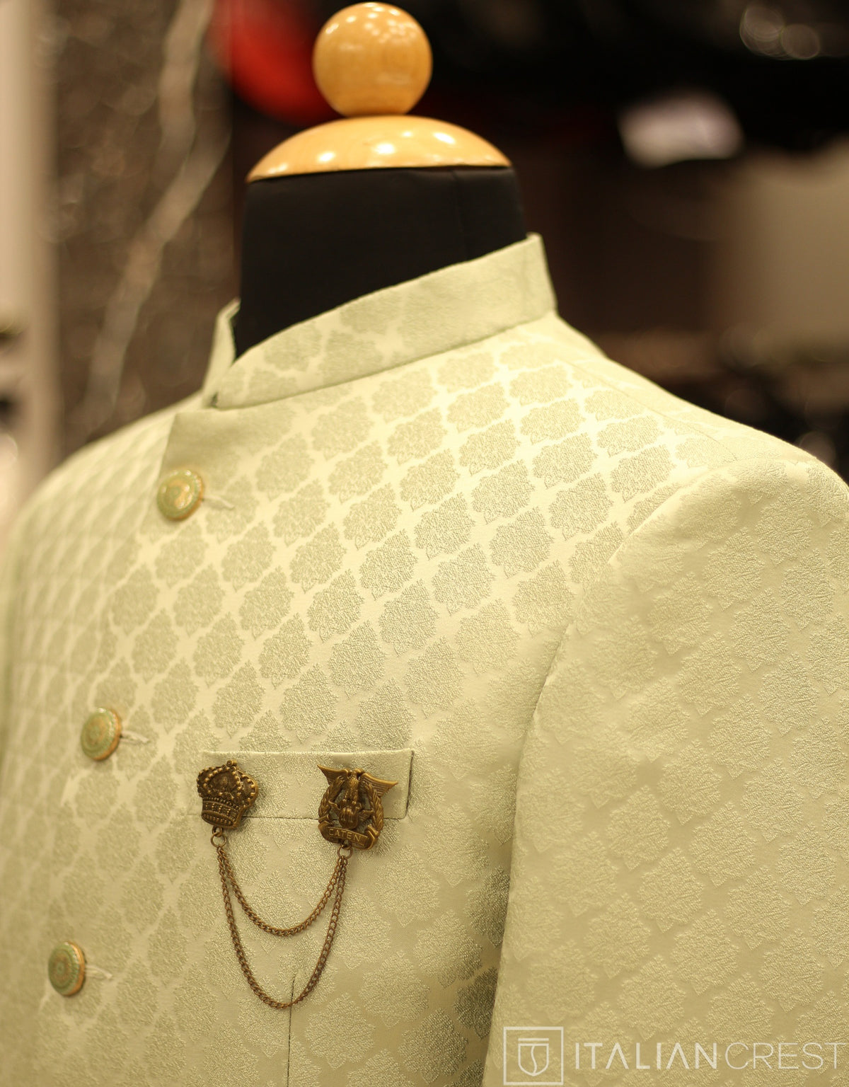 Light Green Jacquard Jodhpuri Suit