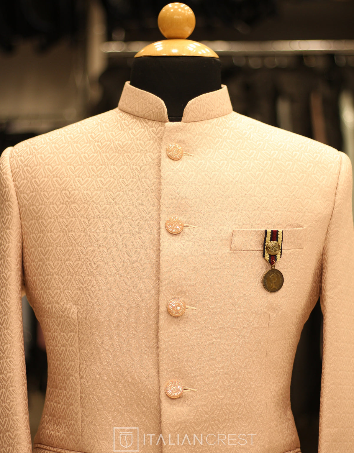 Pink Jacquard Jodhpuri Suit