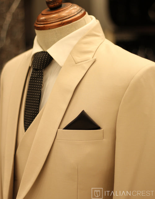 Beige 3-Piece Peak Lapel Suit