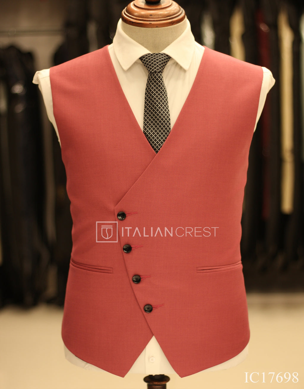 Pink 3-Piece Peak Lapel Suit