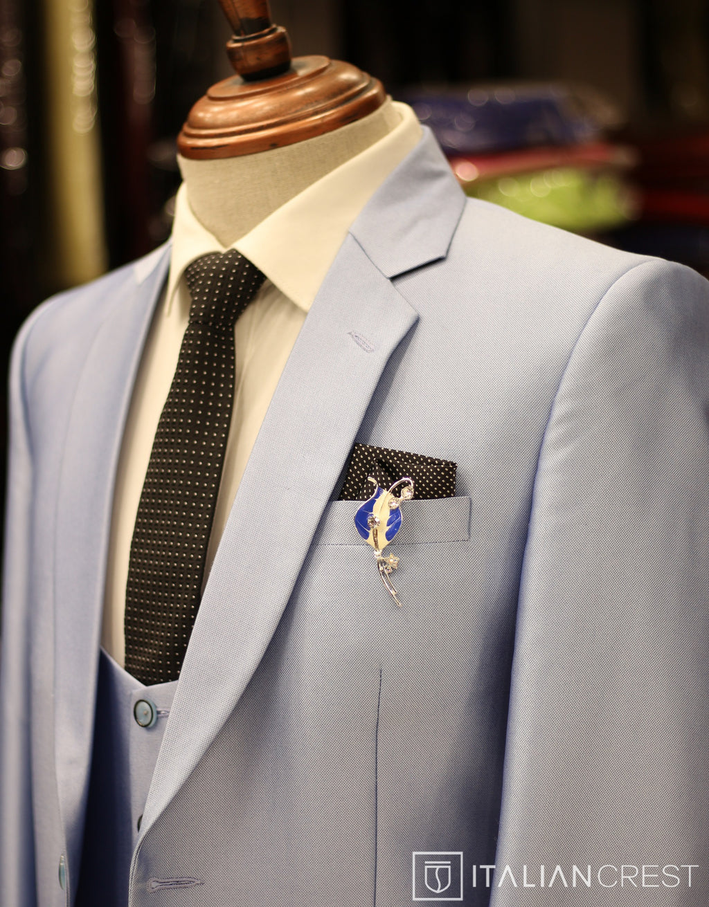 Light Blue 3-Piece Notch Lapel Suit