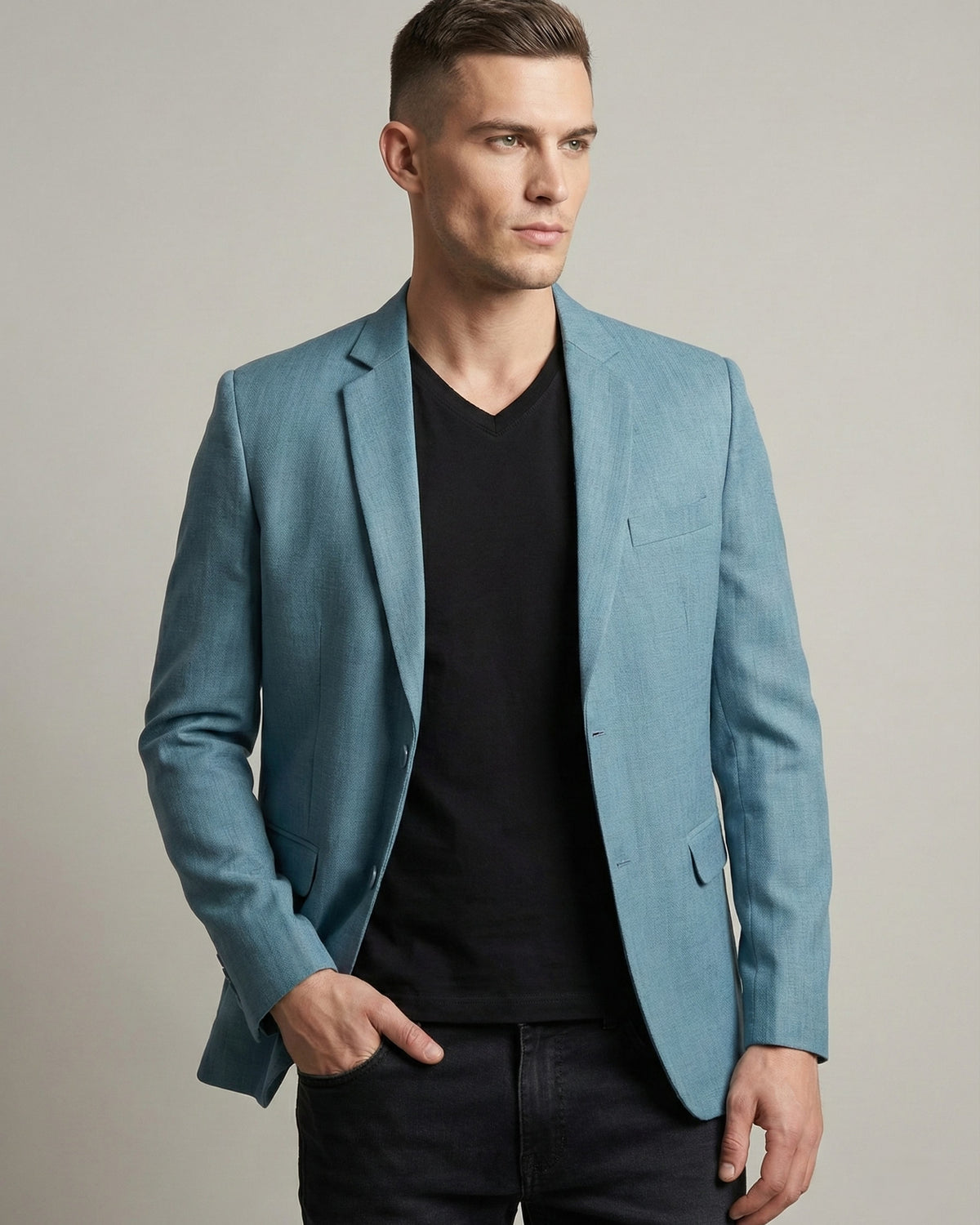 Light Blue Linen Feel Blazer