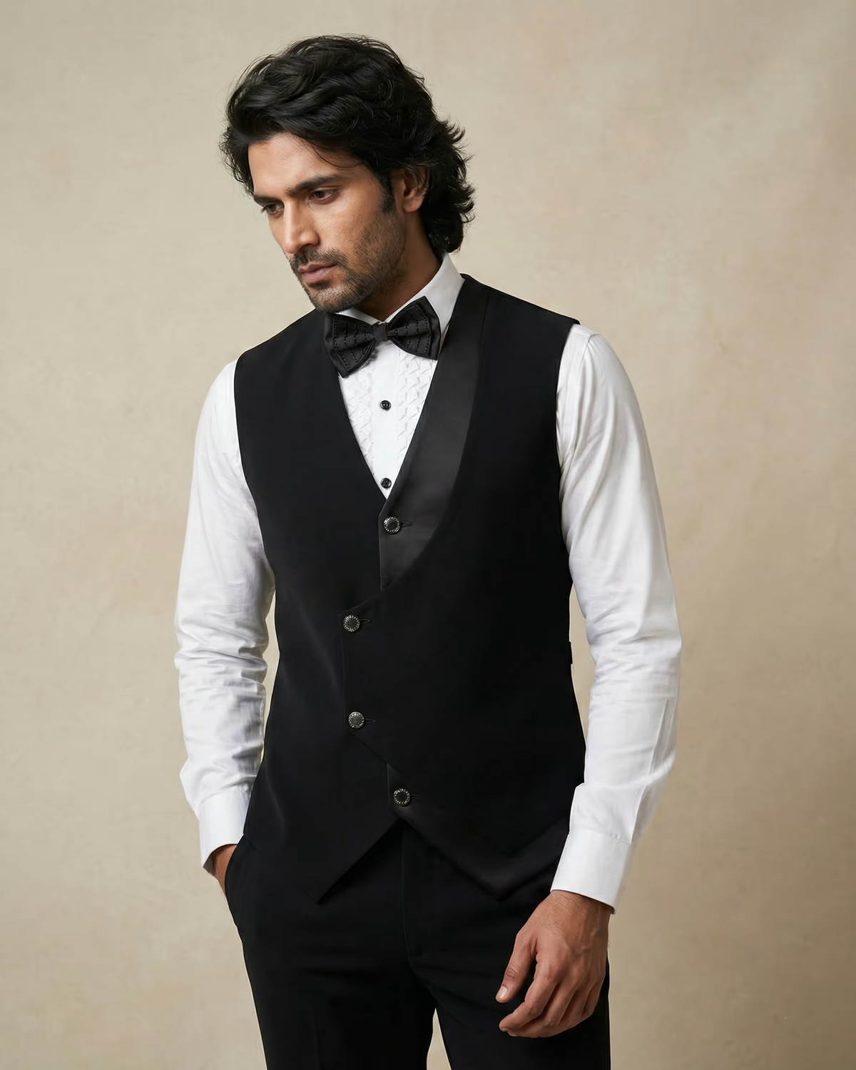 Black Embroidery Work 5pc Wedding Suit