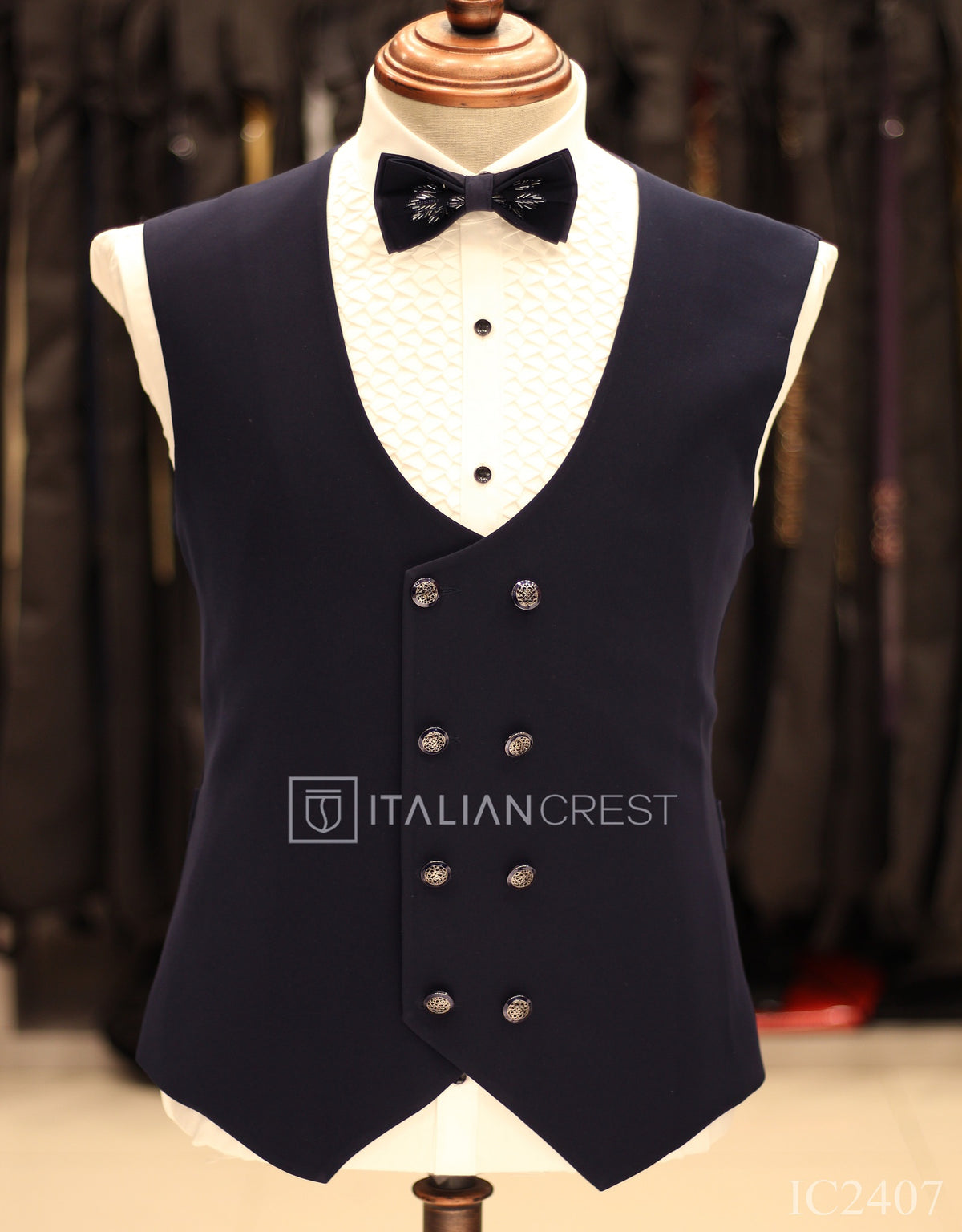 Blue Embroidery Work 5pc Wedding Suit