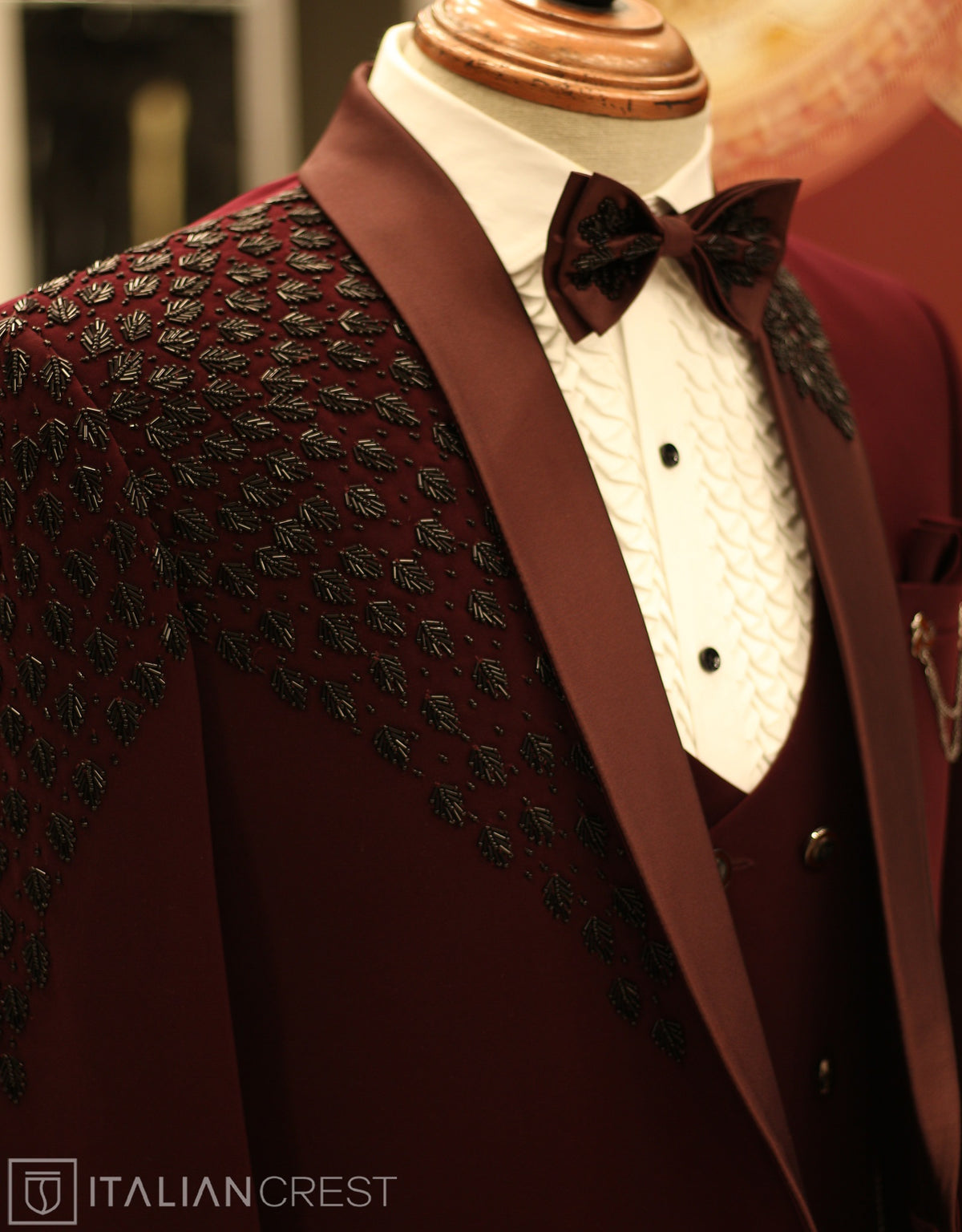 Maroon Embroidery Work 5pc Wedding Suit