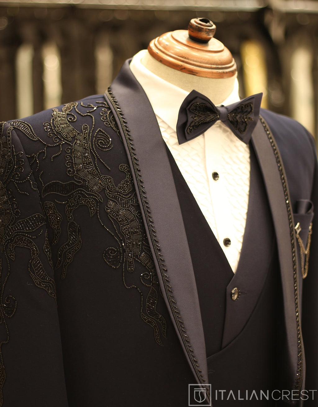 Blue Embroidery Work 5pc Wedding Suit