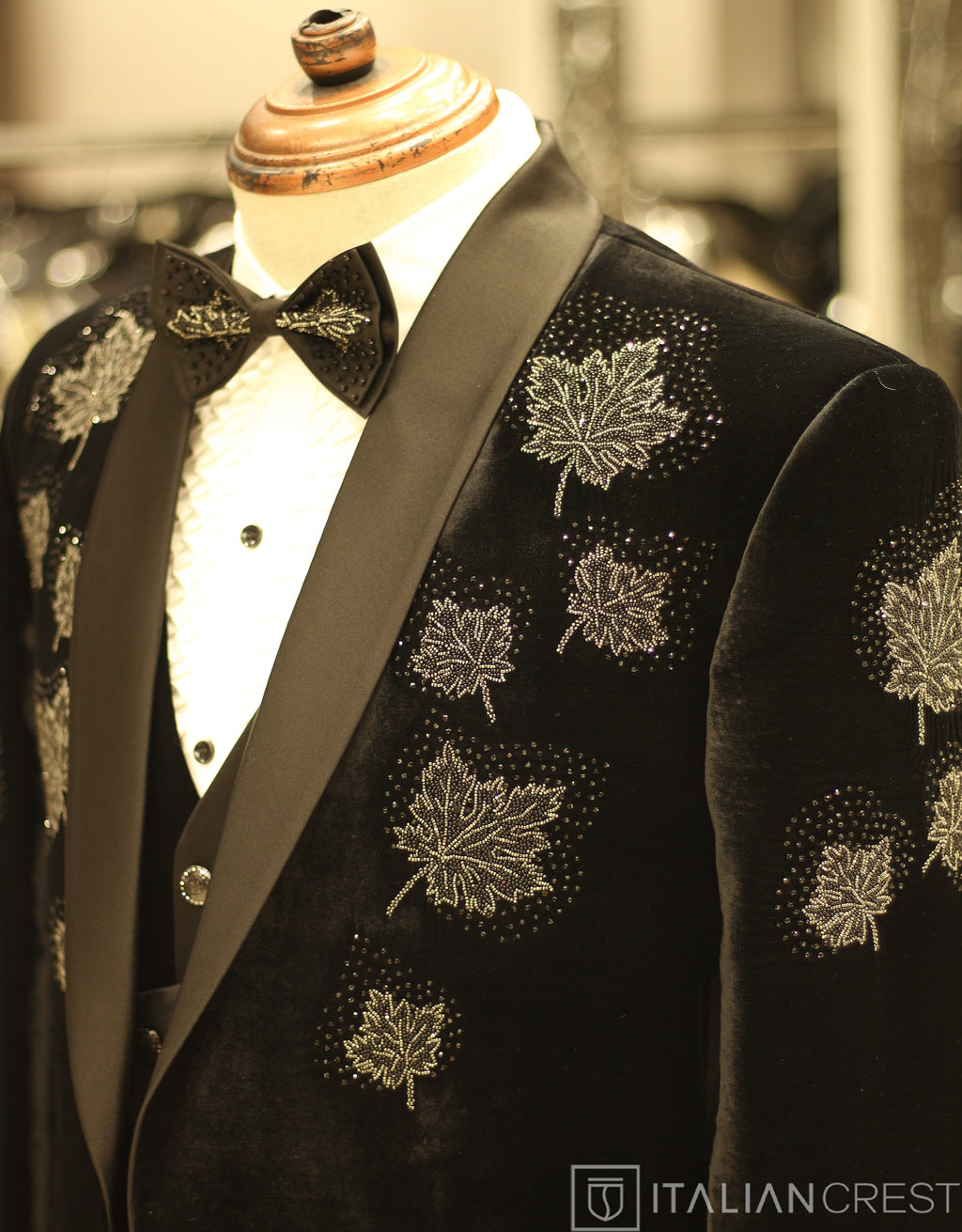 Black Embroidery Work 5pc Wedding Suit