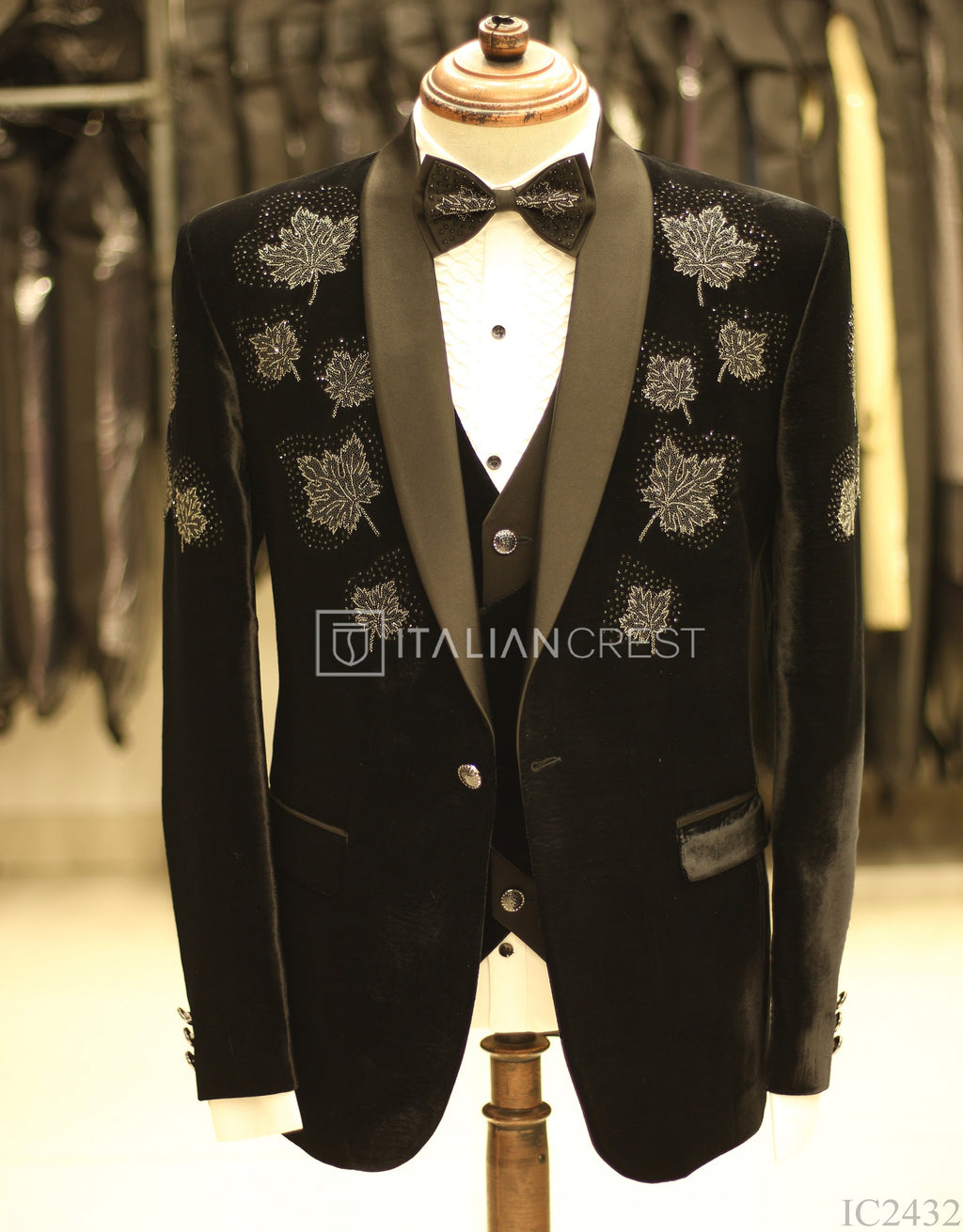Black Embroidery Work 5pc Wedding Suit