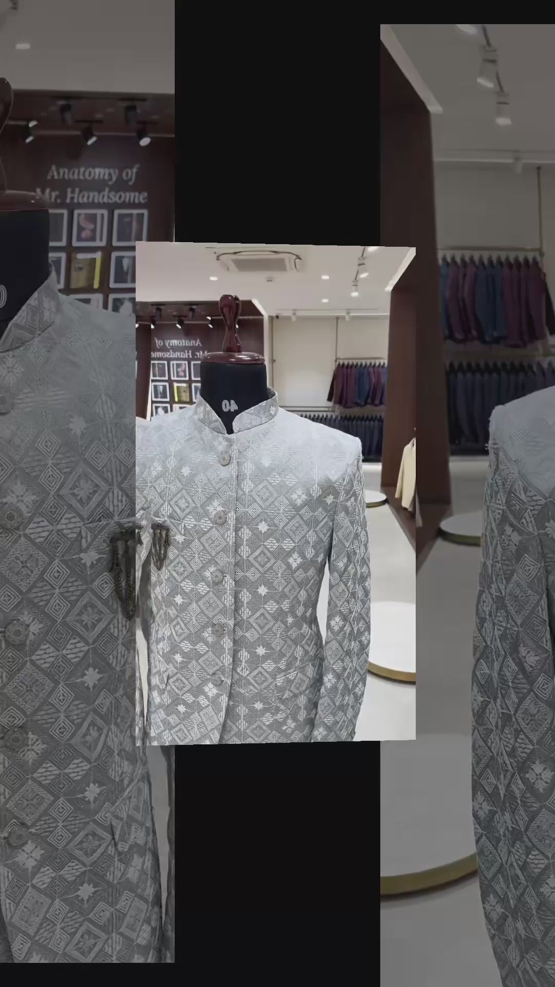 Light Grey Embroidery Work Jodhpuri Suit