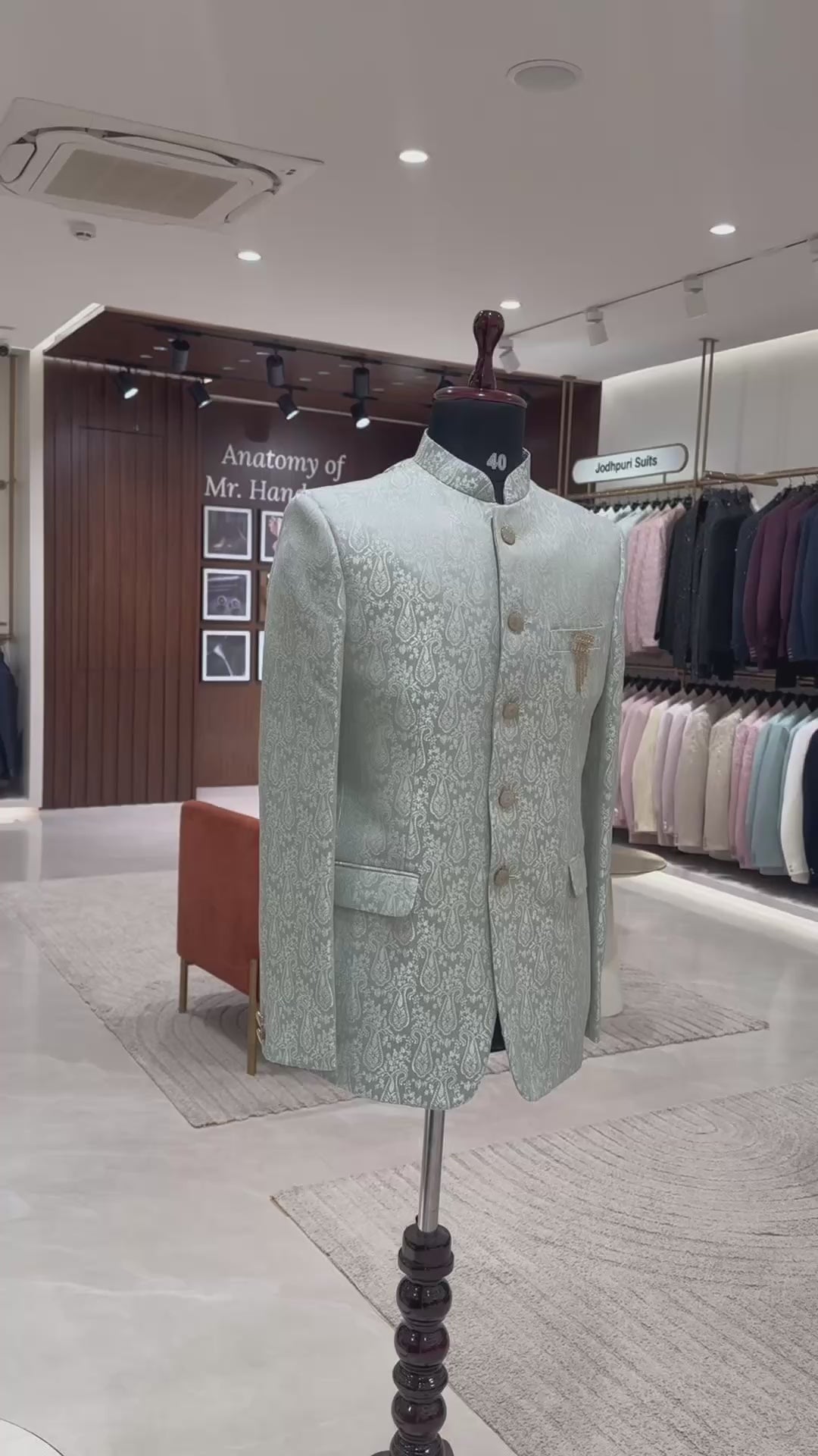 Light Green Jacquard Jodhpuri Suit