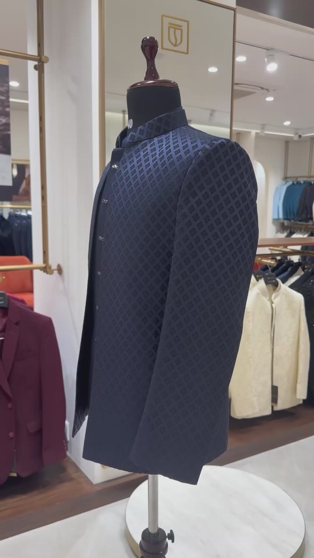 Blue Jacquard Jodhpuri Suit