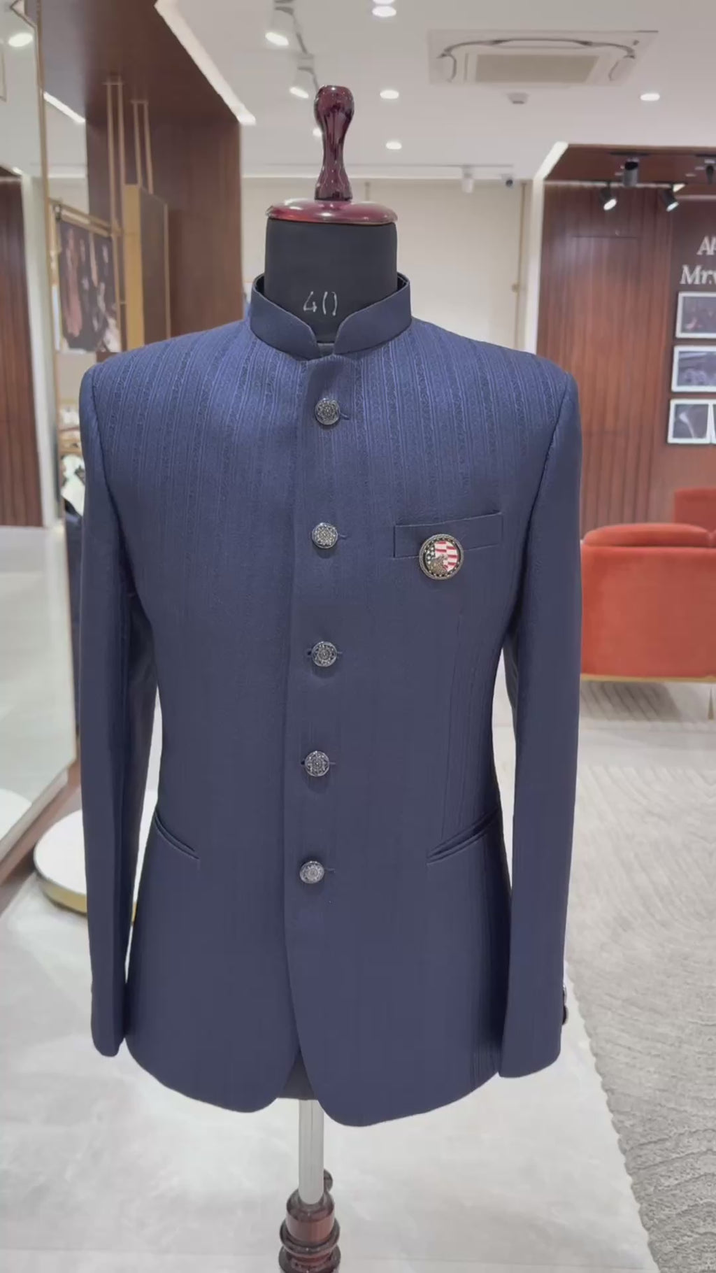 Blue Jacquard Jodhpuri Suit