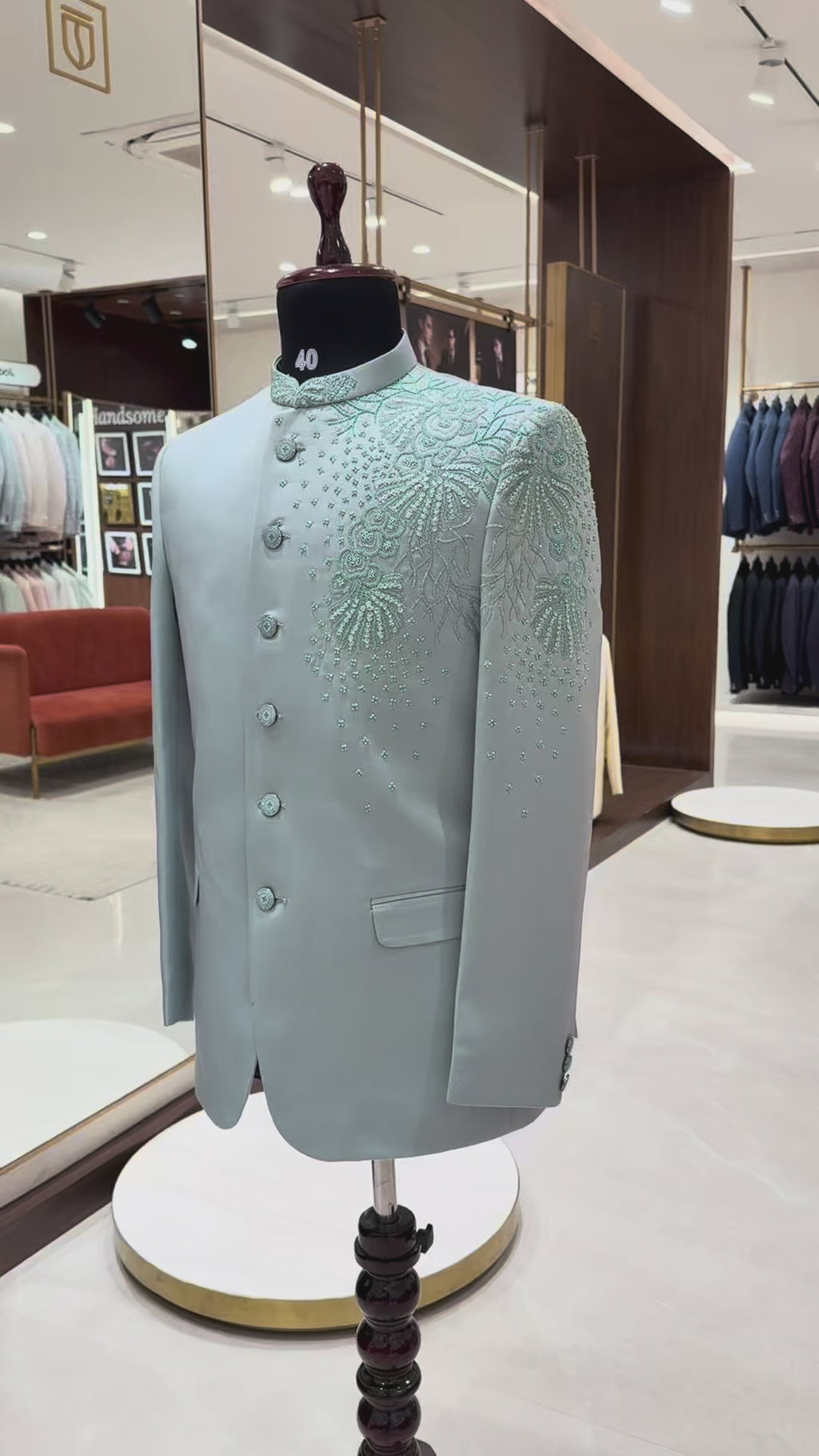 Light Green Embroidery Work Jodhpuri Suit