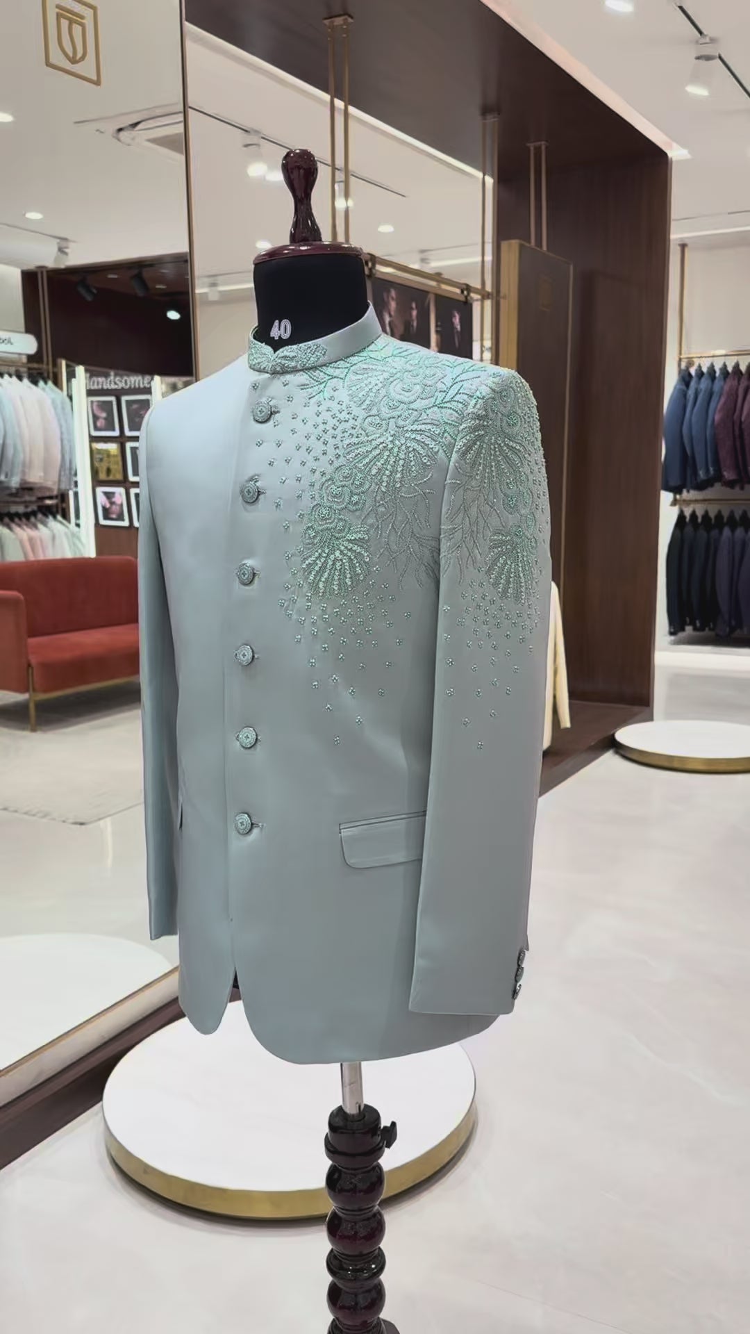 Light Green Embroidery Work Jodhpuri Suit